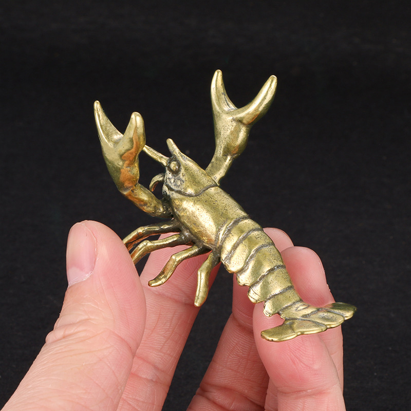 Vintage Collectible Pens - 真鍮製ザリガニの置物 ヴィンテージアニマルペンホルダー デスクトップデコレーションクラフトコレクション ロブスターフィギュア ティーペット