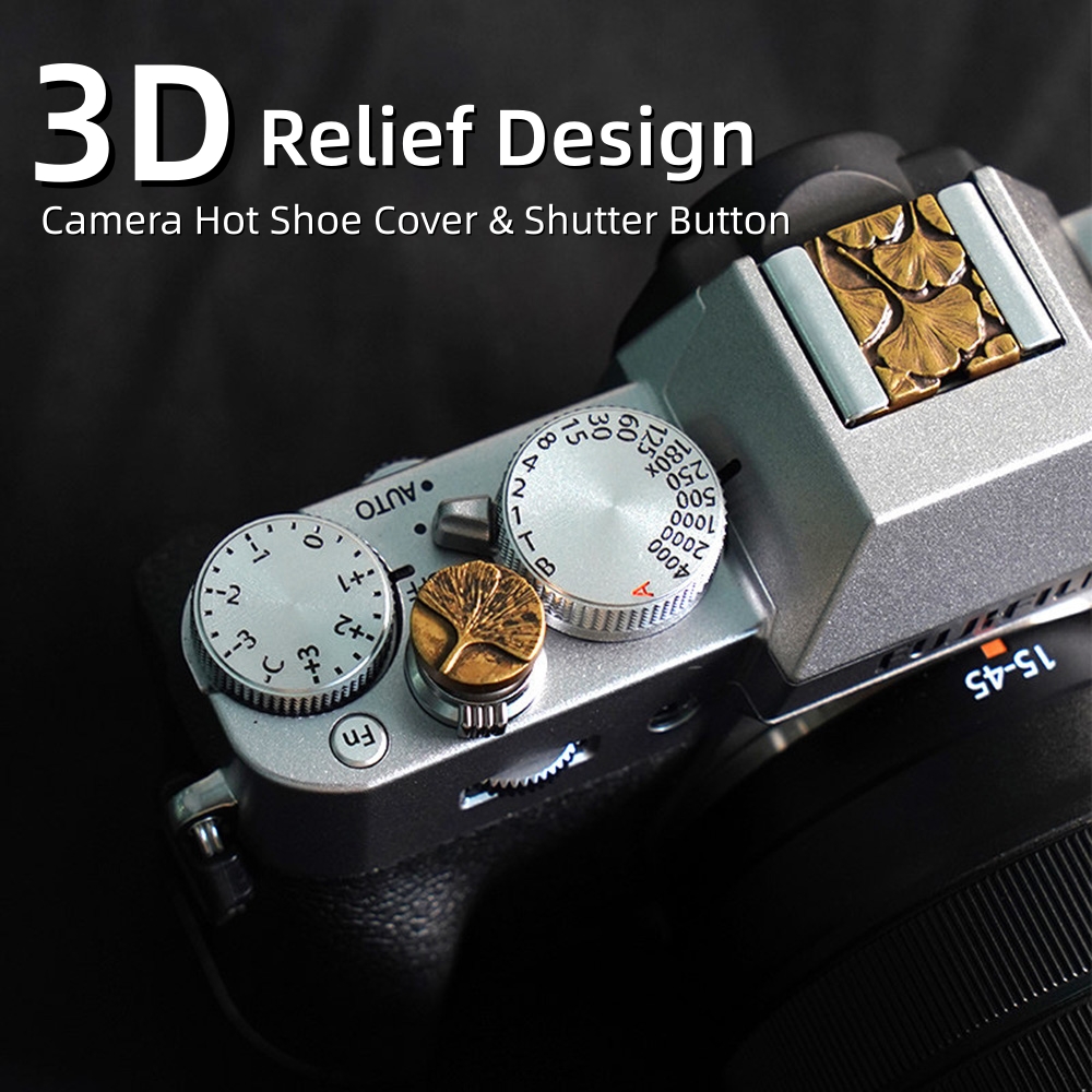 Lens Cap Vintage - 金属製エンボス加工カメラホットシューカバー シャッターボタン 富士XT5 XT50 XT4 XT3