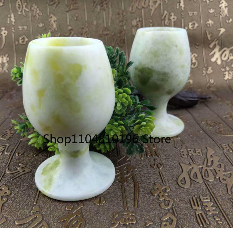 Collectible Vintage Wine - 2個セット 赤ワインカップ アンティーク翡翠ゴブレット 工芸品 ランティアン翡翠コレクション