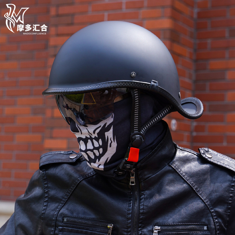 レトロオートバイヘルメット男性用ヴィンテージバイクハーフヘル - Lens Cap Vintage のレビューと価格
