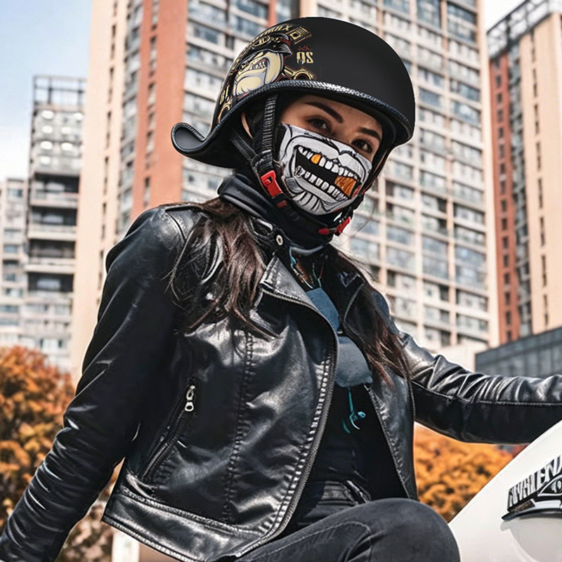 レトロオートバイヘルメット男性用ヴィンテージバイクハーフヘル - Lens Cap Vintage のレビューと価格